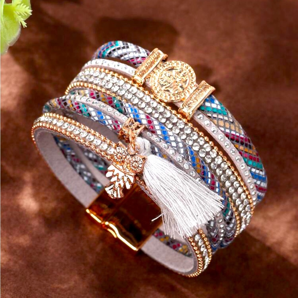 Natural Goldtone Boho Magnetic Clasp Bracelet